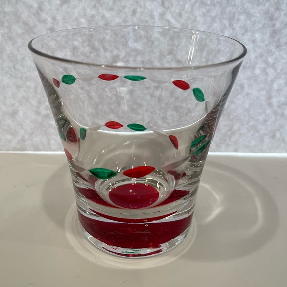 GORHAM Crystal Christmas Jewel Double Old Fashioned Hand Cut & Painted Glass Set - Picture 4 of 14